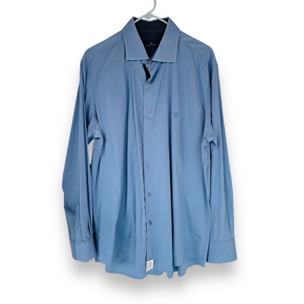 Via Veneto Men’s Size IT Sz 5/US Sz XXL Blue Long Sleeve Button Down Dress Shirt